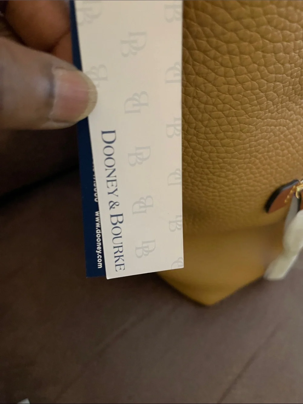 Dooney & Bourke Tan Pebbled Leather Bag with Brown Trim